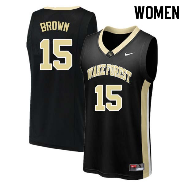 Women #15 Skip Brown Wake Forest Demon Deacons College Basketball Jerseys Sale-Black